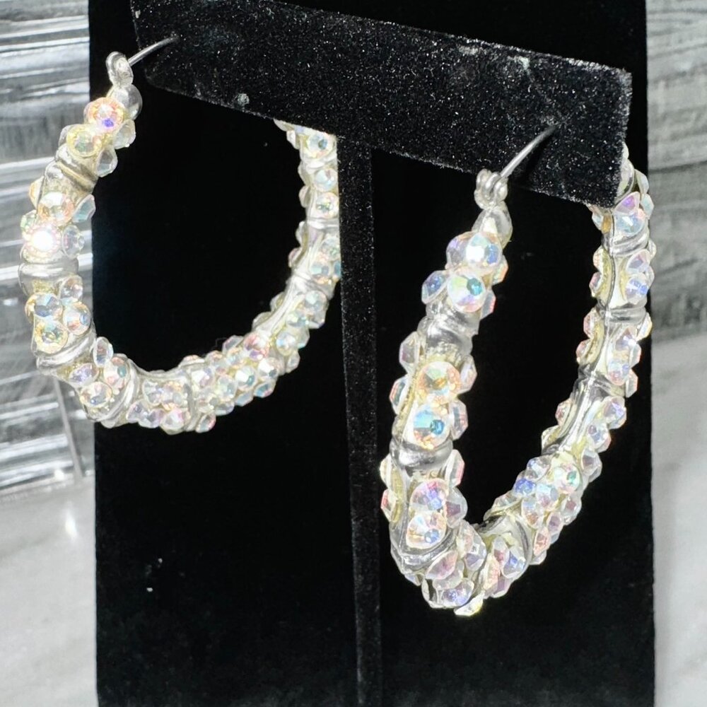 Sterling silver "studded" hoop earrings